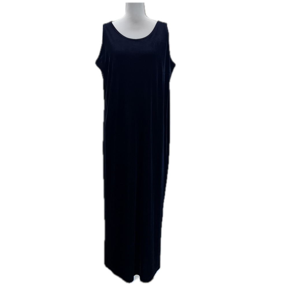 Designs & Co Lane Bryant Black Velvet Maxi Dress Sleeveless Size 14/16 Evening